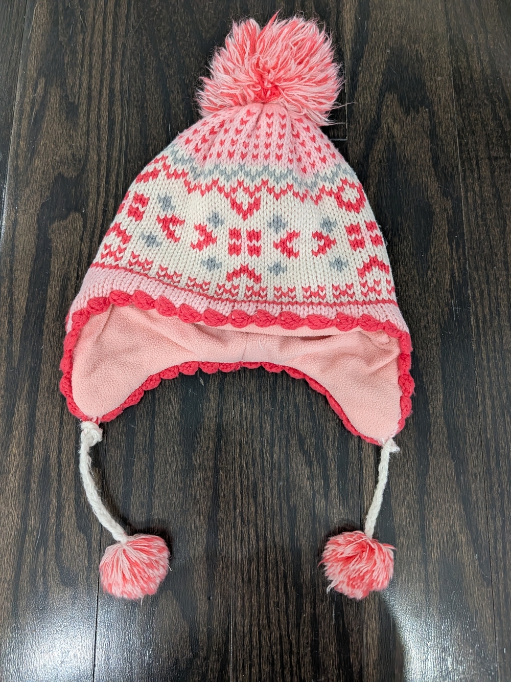4/$20 Target Pink Fair Isle Trapper Hat Winter Beanie – 2T-5T